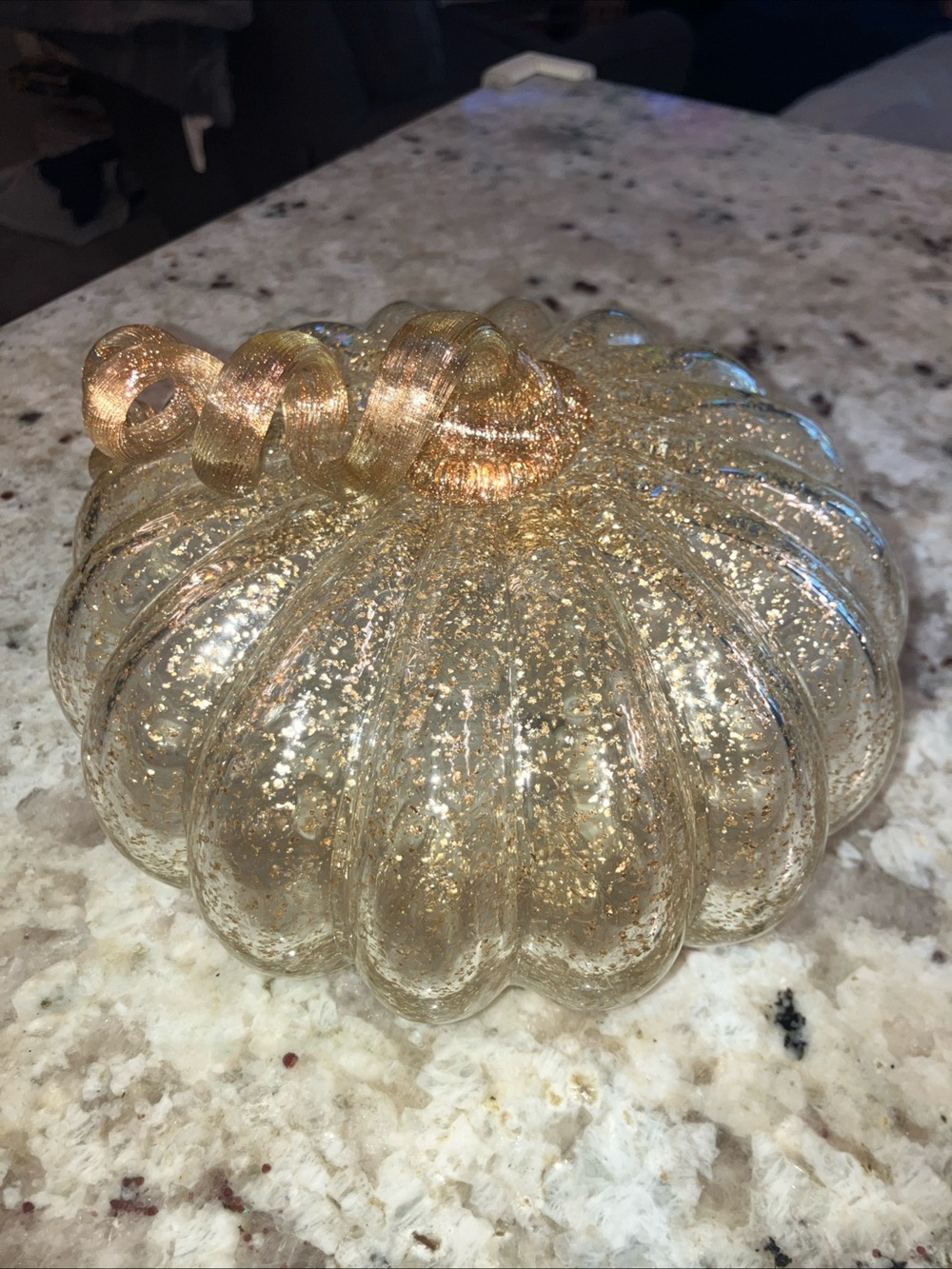 Hand Blown Gold Glass Pumpkin